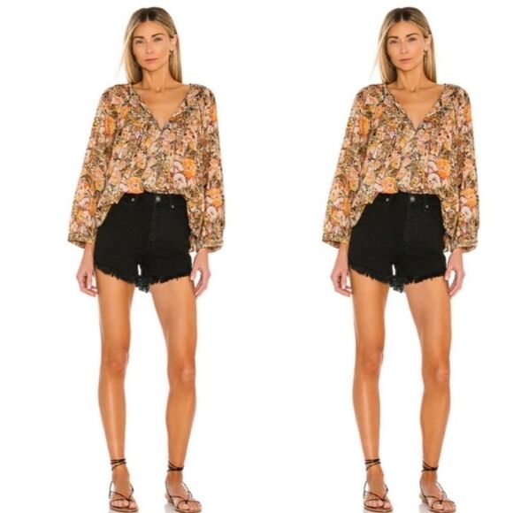 Free People We The Free Cool Meadows Floral Print Boho Top - Picture 2 of 8